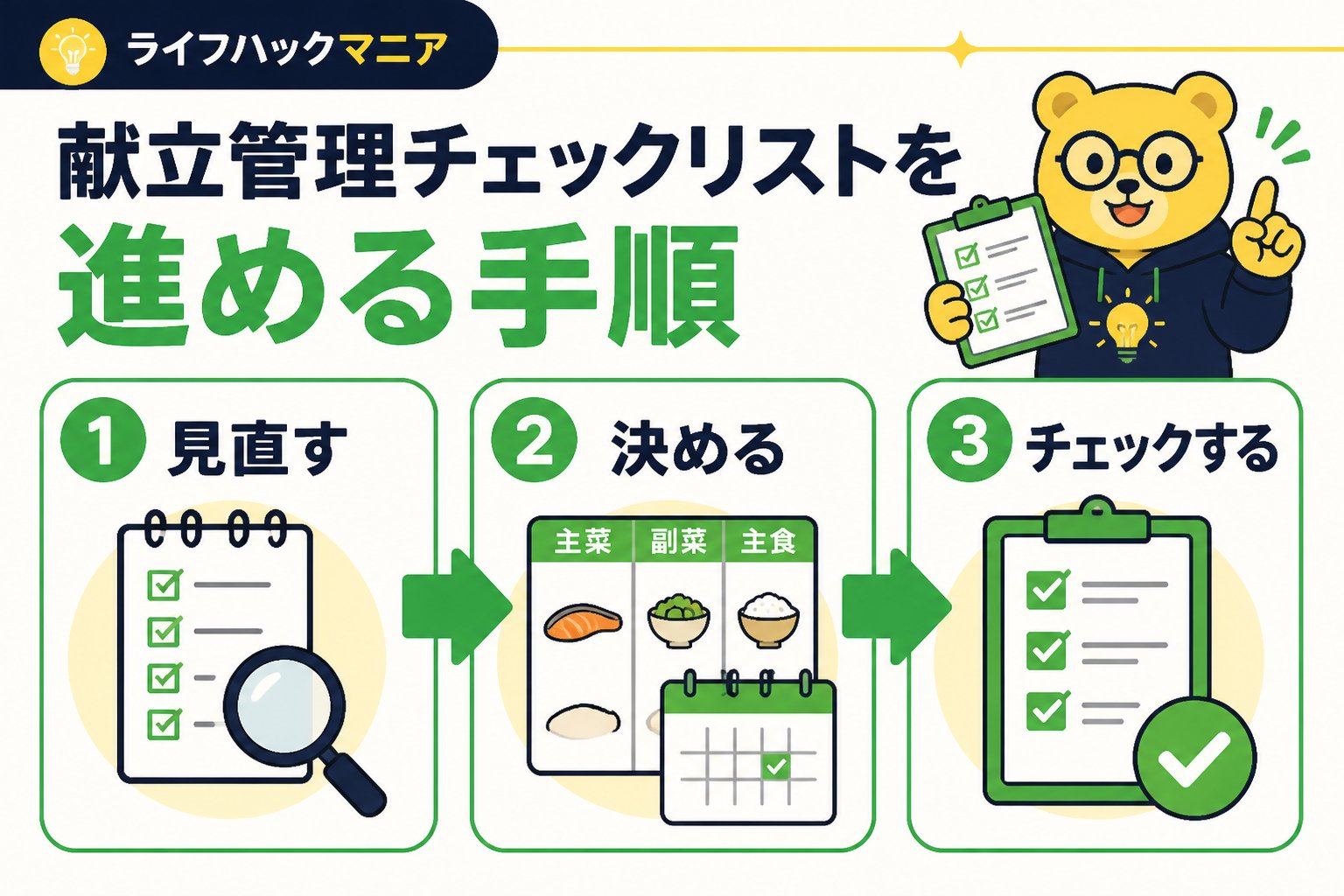 スマホ・PC術 献立 管理 一人暮らし チェックリストを進める手順