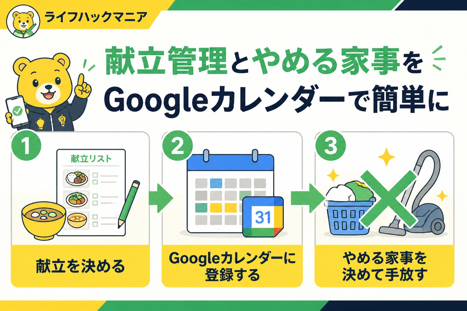 スマホ・PC術 献立 管理 一人暮らし やめる家事を進める手順