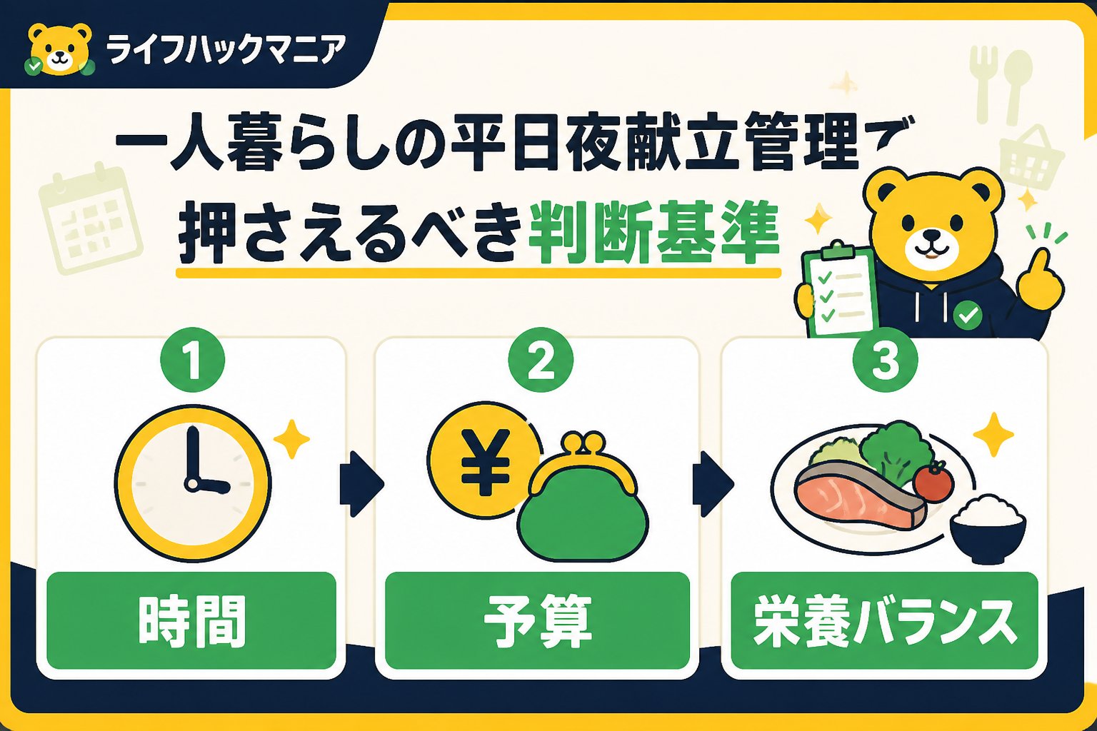スマホ・PC術 一人暮らしの平日夜献立管理で押さえるべき判断基準