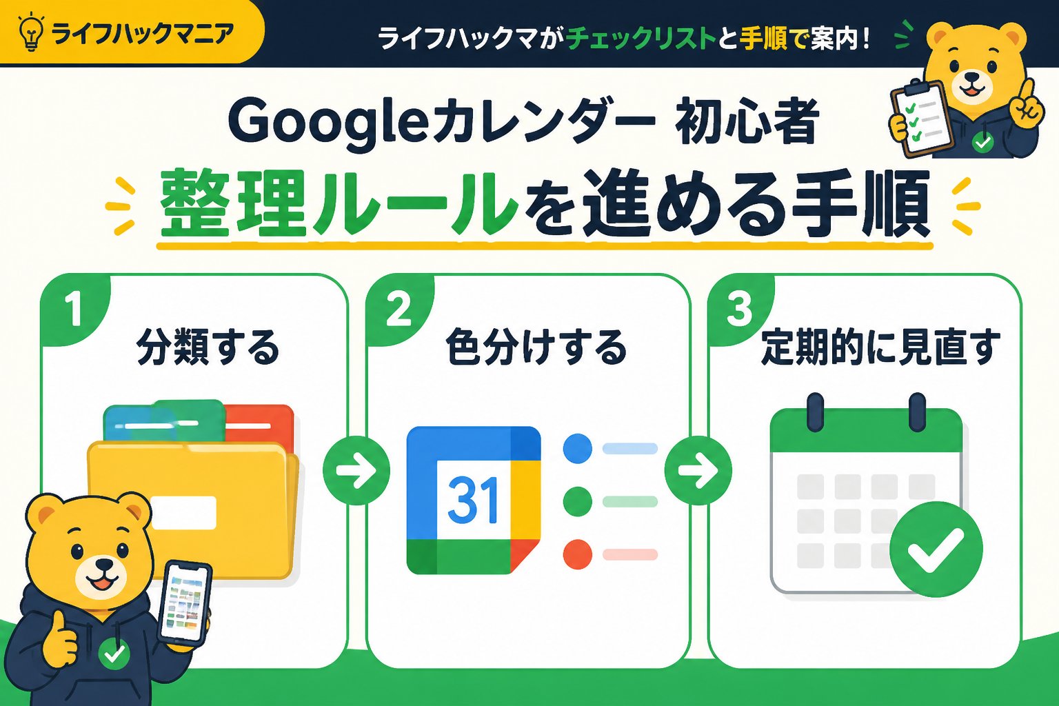 スマホ・PC術 Googleカレンダー 初心者 整理 ルールを進める手順