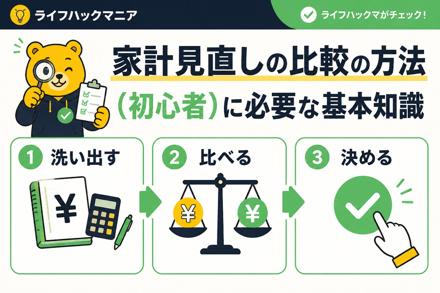節約・お金 家計見直しの比較の方法（初心者）に必要な基本知識