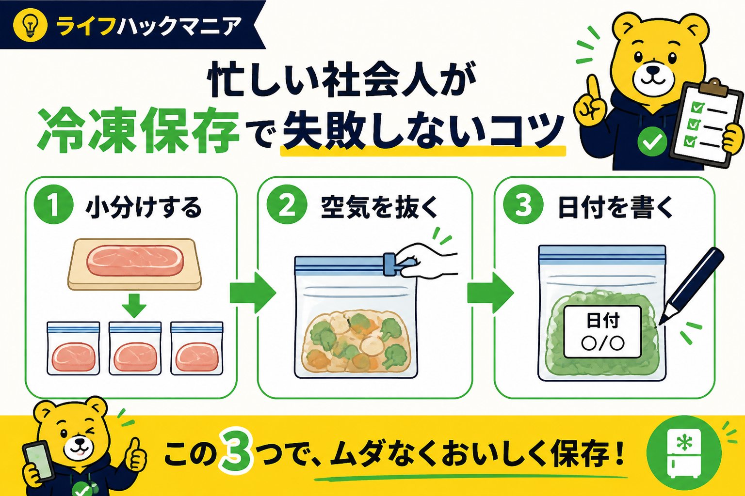 食費節約・自炊 忙しい社会人が冷凍保存で失敗しないコツを実践する手順