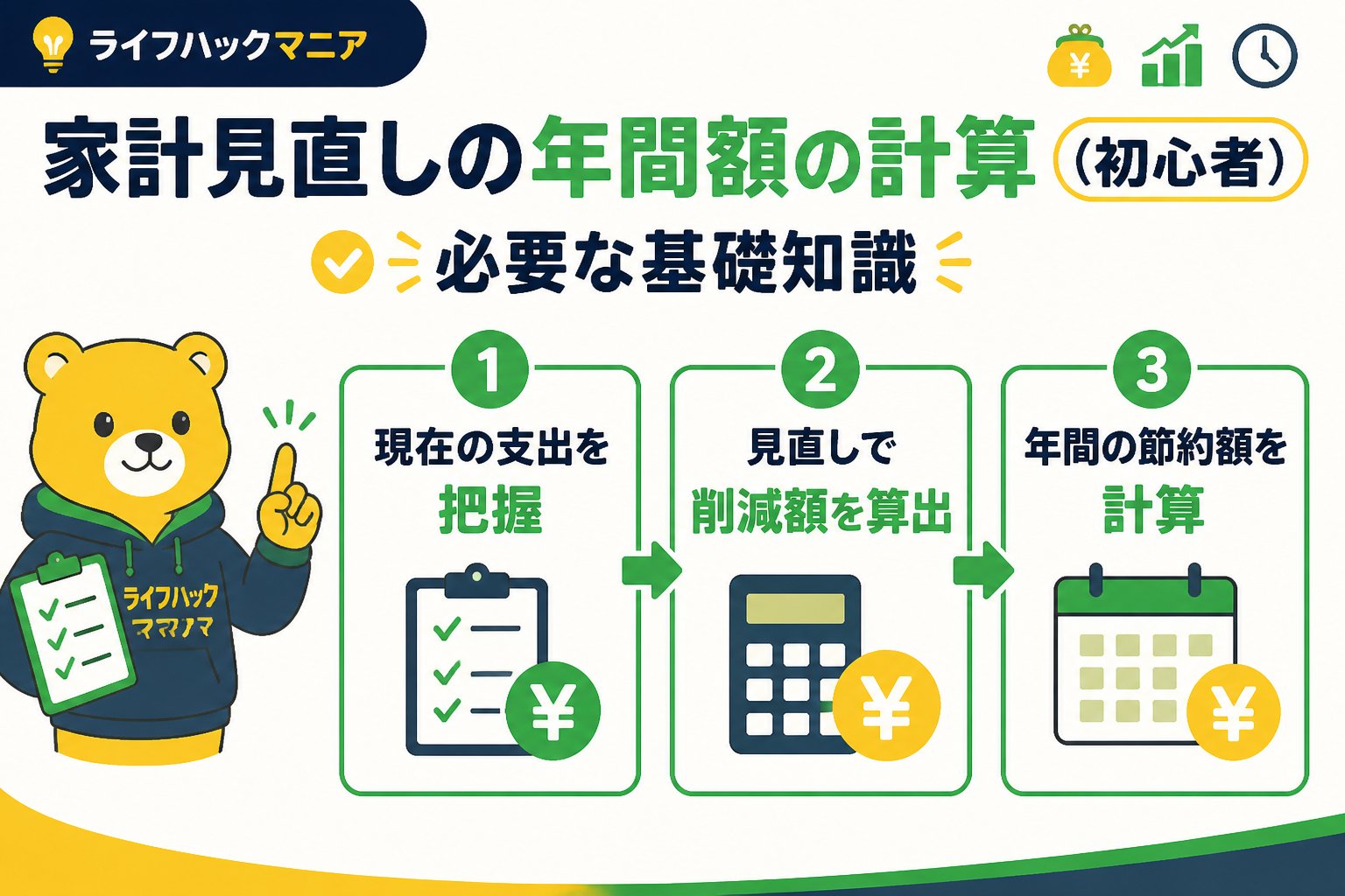節約・お金 家計見直しの年間額の計算（初心者）に必要な基礎知識