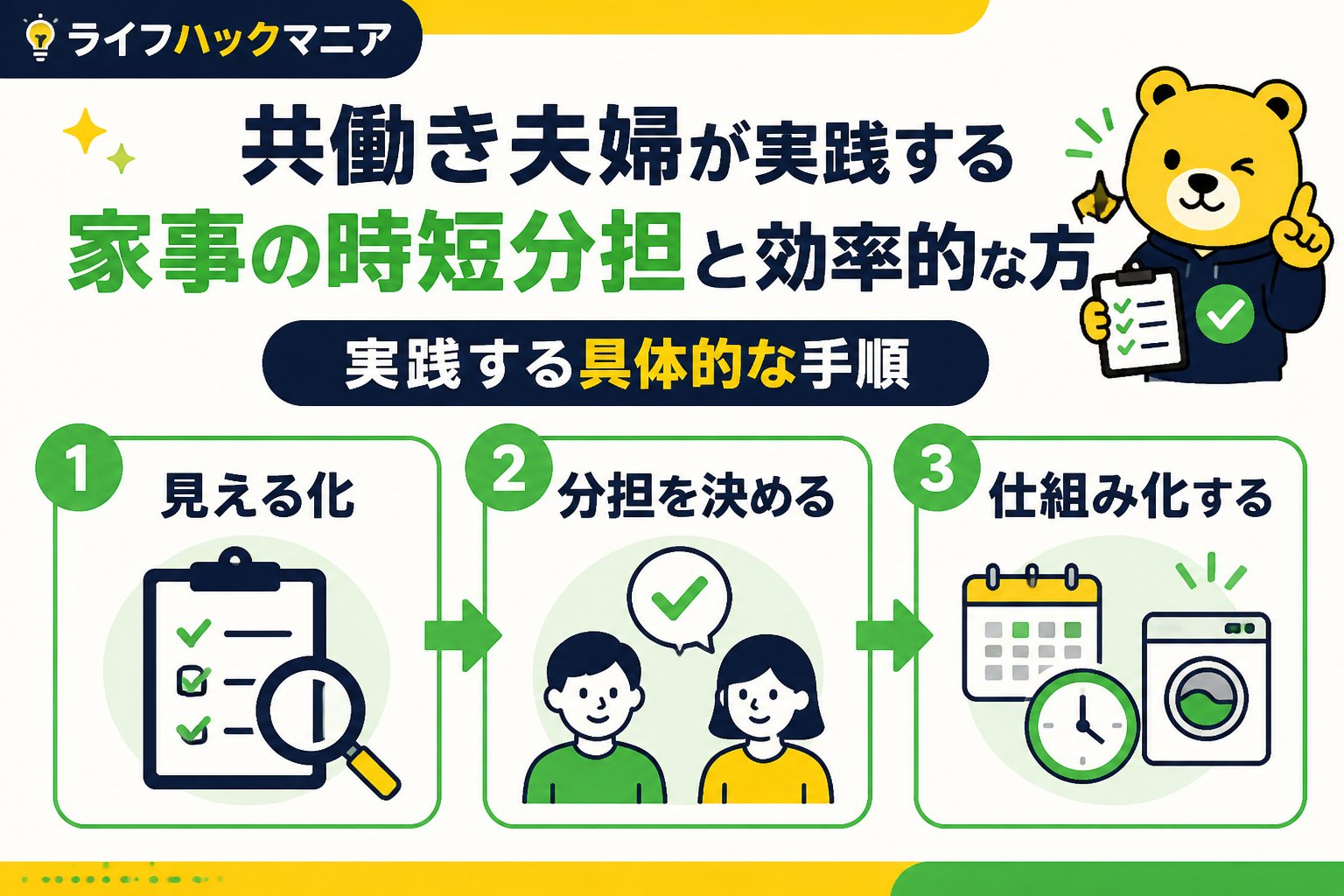 スマホ・PC術 家事時短の分担の方法（共働き）で実践する具体的な手順