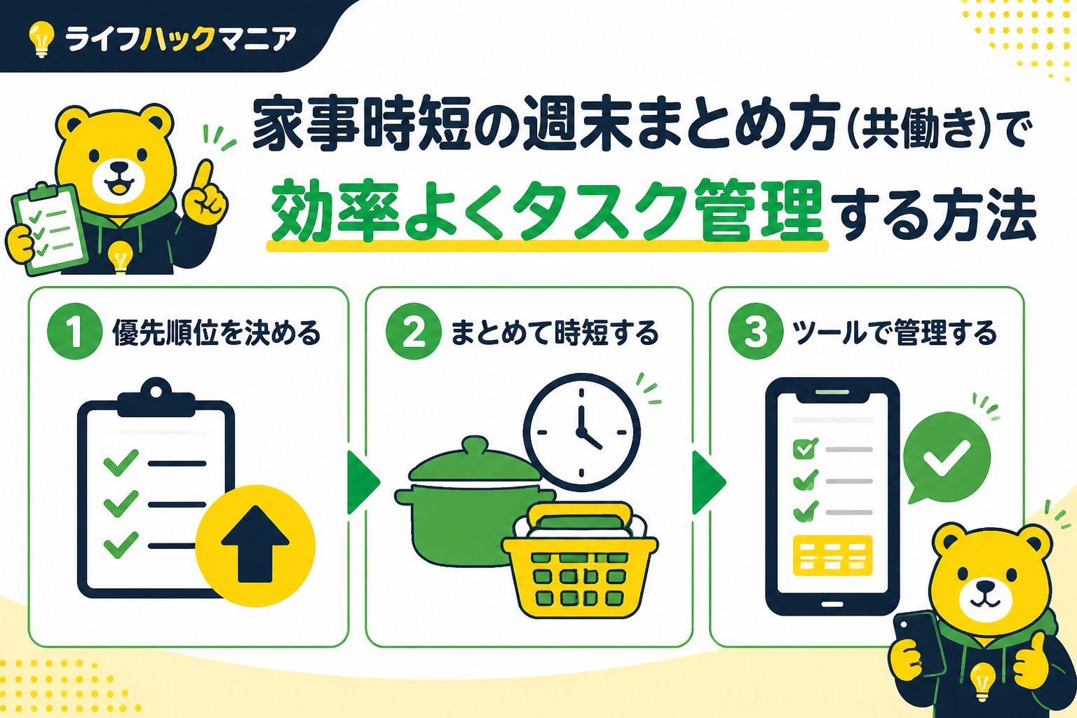 スマホ・PC術 家事時短の週末まとめ方(共働き)を効果的に進める判断基準とツール活用