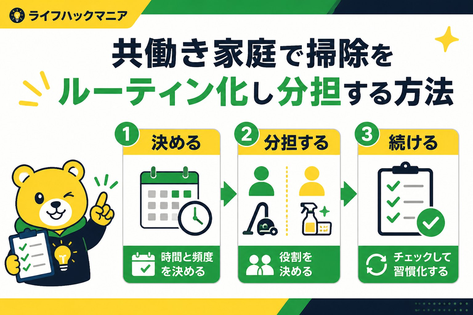 スマホ・PC術 共働き家庭向け掃除ルーティンの具体的な作り方と分担ステップ