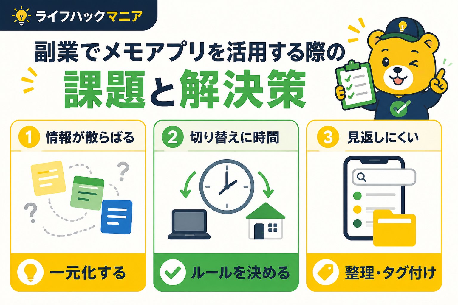スマホ・PC術 副業でメモアプリを活用する際の課題と解決策