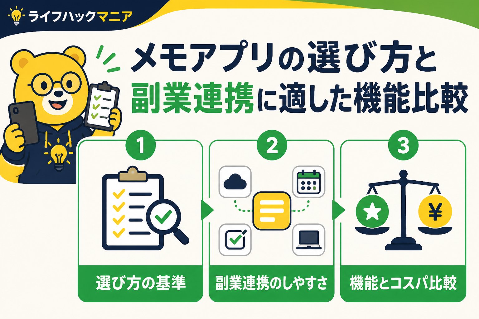 スマホ・PC術 メモアプリの選び方と副業連携に適した機能比較